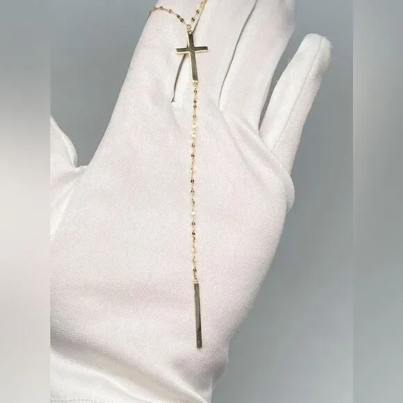 Lana Petite Cross Bar Lariat Necklace - Picture 5 of 12